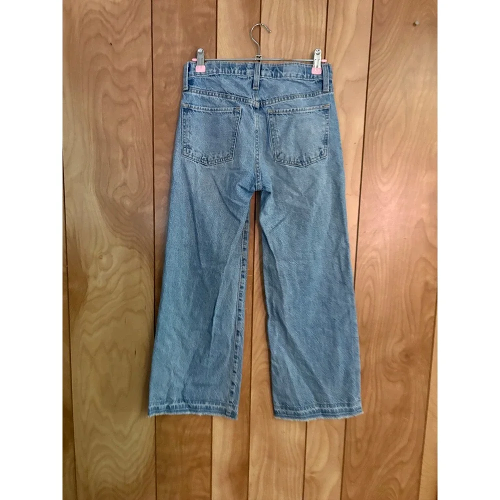 Old Navy Girls High-Rise Baggy Wide Leg Distressed Light Wash Jeans Size 12